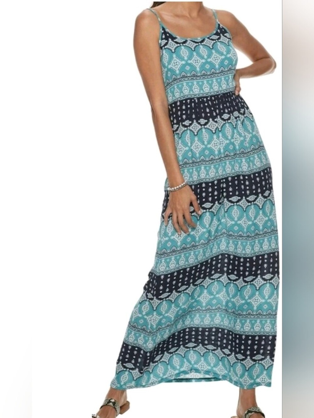 Pink Republic (junior brand) Smocked-Back Woven Maxi Dress XL NWT